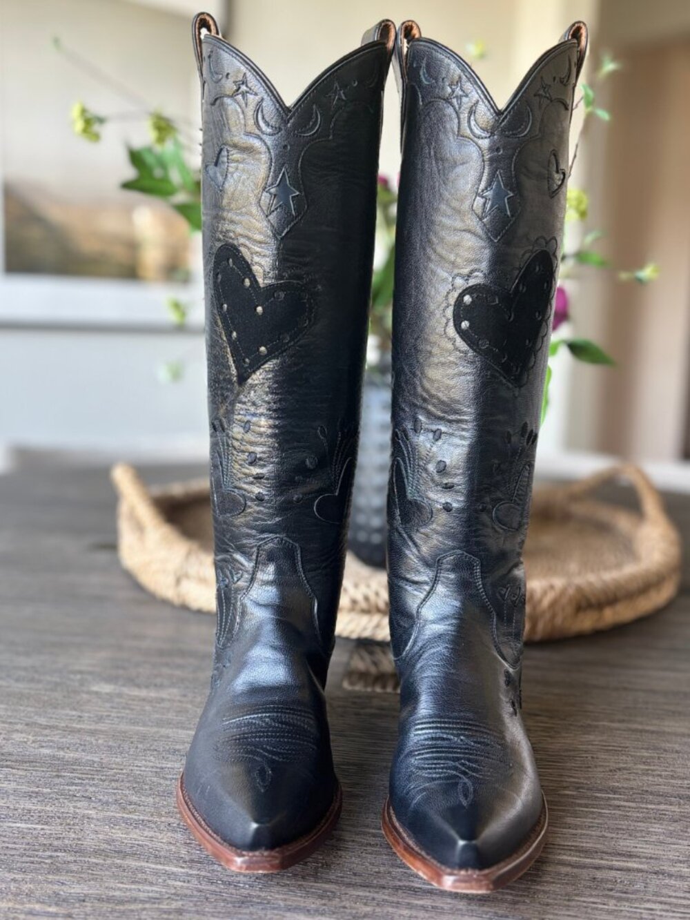 Miron Crosby Lilly Black Hearts Cowboy Western Boots. Excellent Condition - Picture 4 of 10